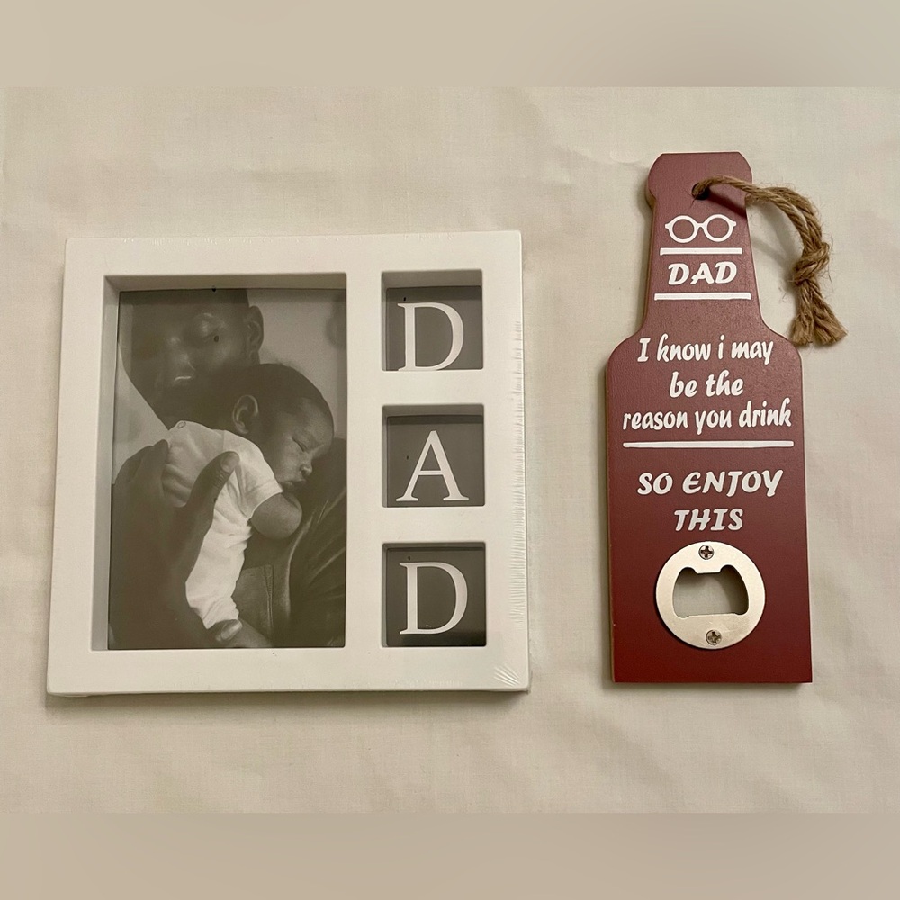 “ DAD” Photo Frame & Wooden Decor 2Pc Set NWT